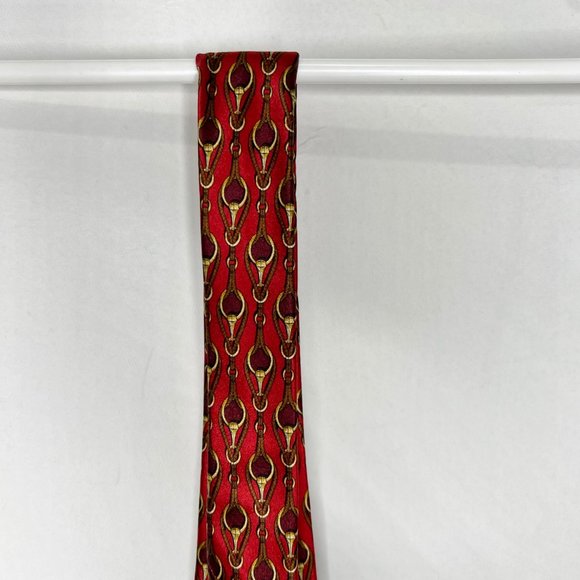 Scappino Men’s Necktie 4” Red & Gold Silk Neck Tie Bridal Bits - Picture 8 of 10